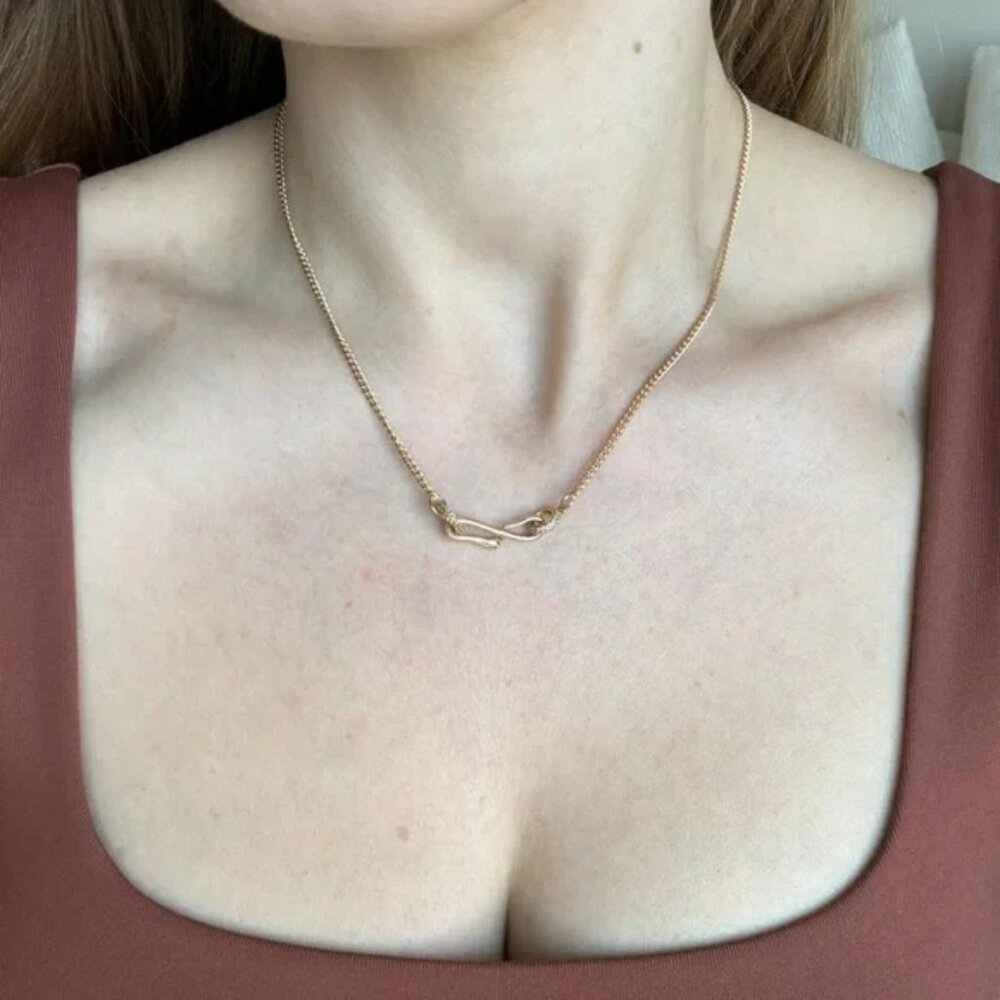 The Eloise Stainless steel gold snake cz ring necklace